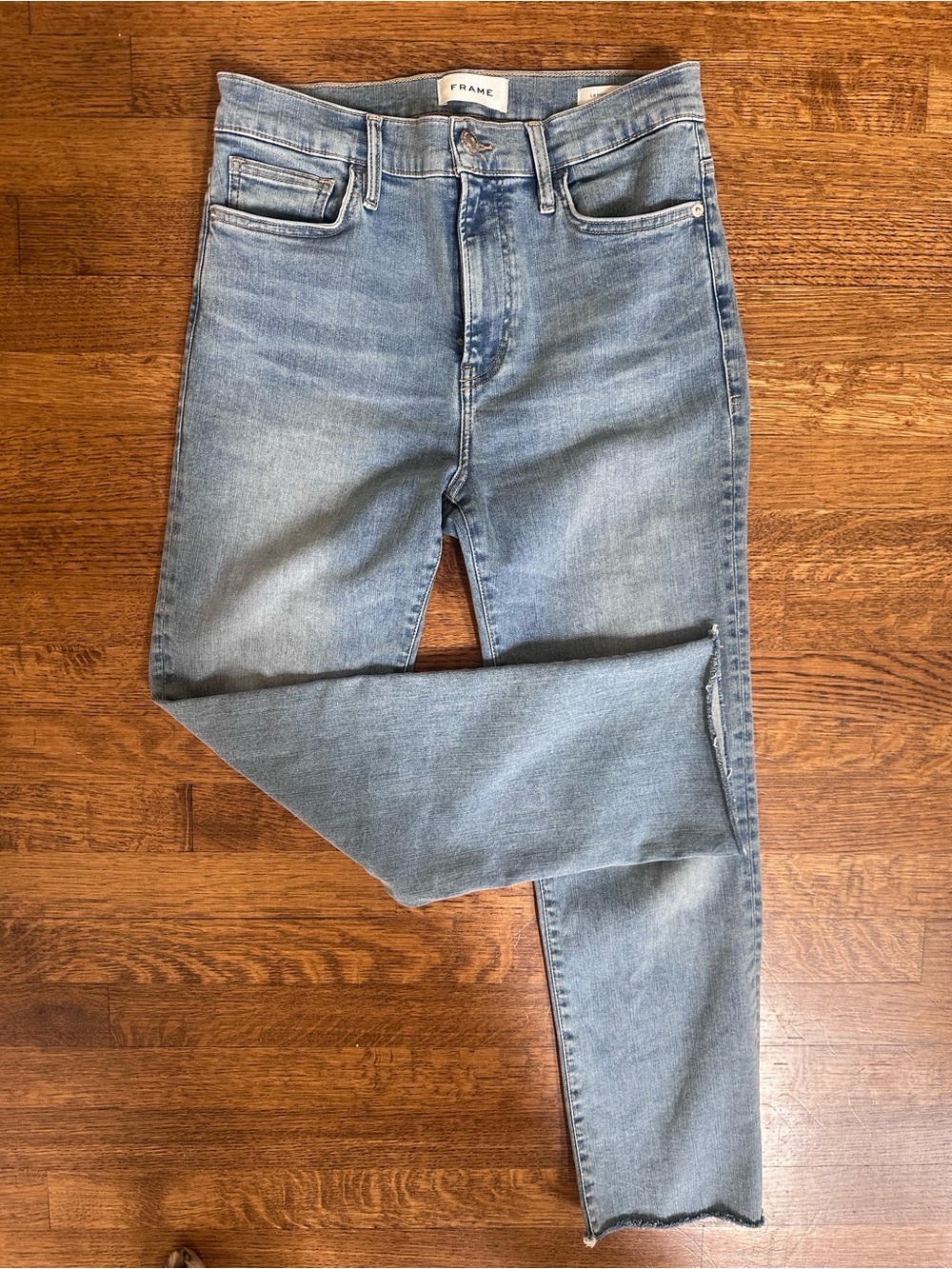 Frame Denim Faded Light Blue Straight-Leg Jeans